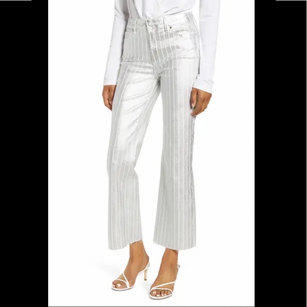 NWT PAIGE Atley Metallic High Waist Ankle Jeans